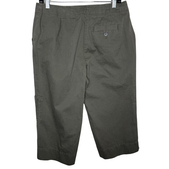 J Jill Petite 10P Olive Green Cropped Wide Leg Cotton Chino Pants - Picture 8 of 12
